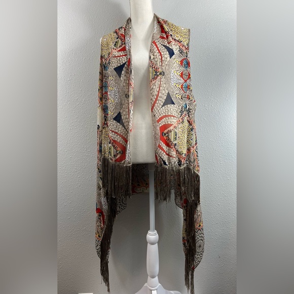 Source Unknown Other - Kimono Womens Sleeveless Tribal Boho Fringe Open Front Wrap Boho Fall